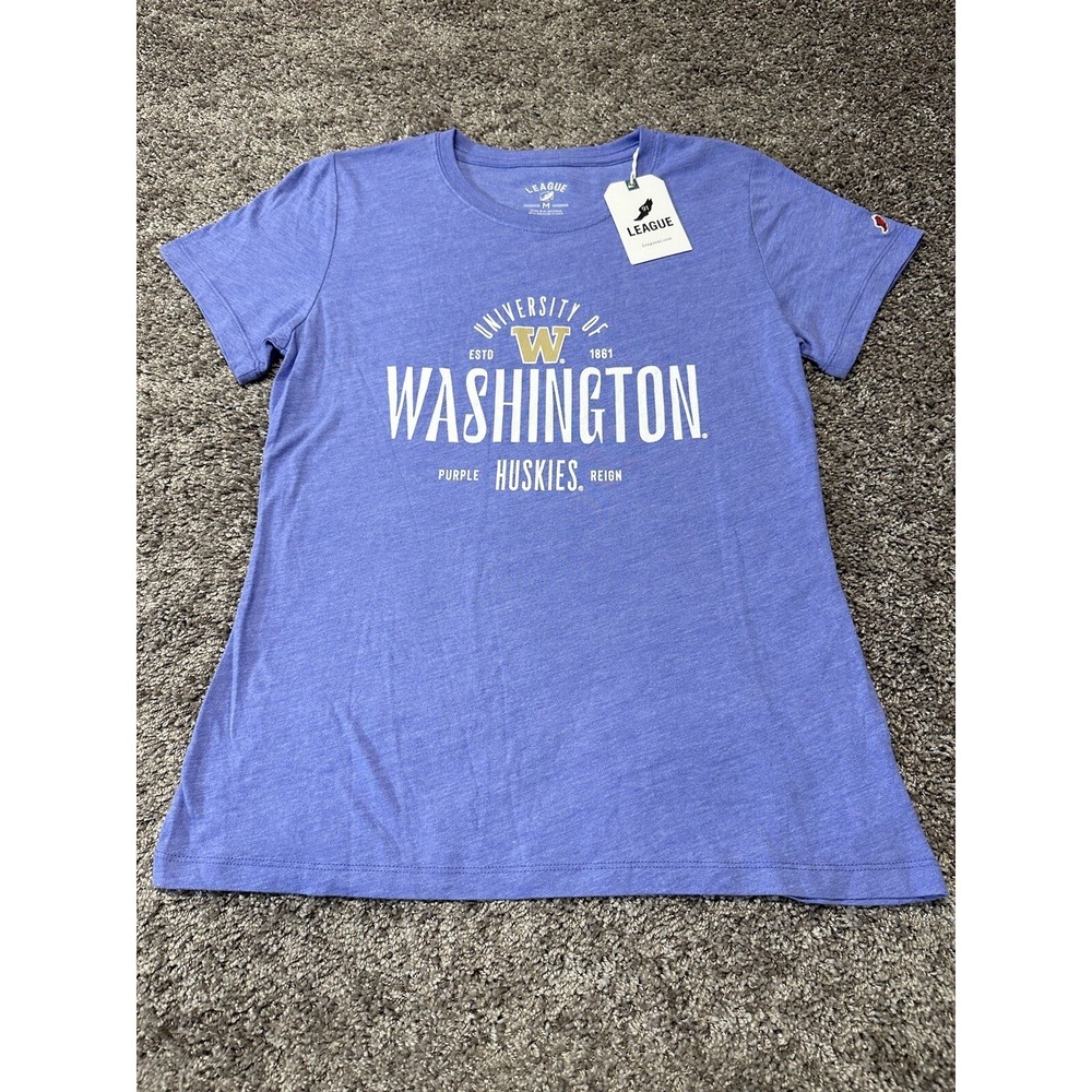 NWT League 91 SZ Med Women's Purple Heather Washington Huskies T-Shirt